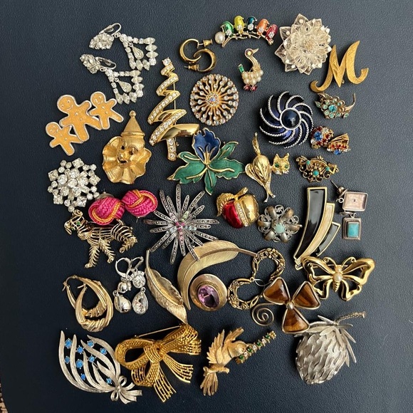 Jewelry - VTG Assorted Brooches and Earrings Lot (see the description)